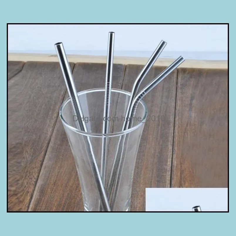  combination customized bag packing 4add1 reusable stainless steel drinking straws set metal straws set with cleaning brush sn174