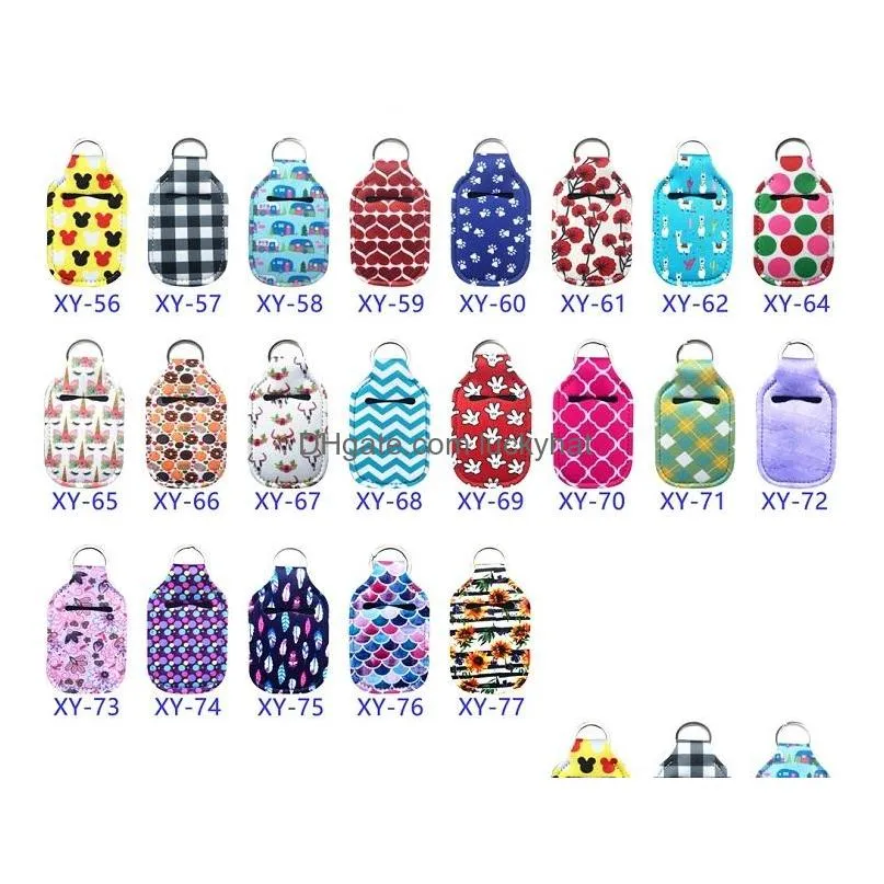 163styles customize neoprene hand sanitizer bottle holder keychain bags 30ml hands sanitizers bottles chapstick holders with baseball