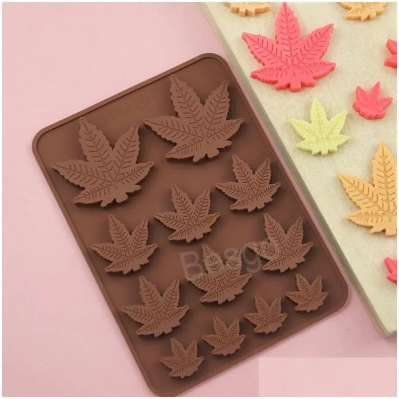 12 grid silicone maple leaf mould leaves chocolate mold dessert ice cube molds cake candy diy molds kitchen baking moulds bh7005 tyj