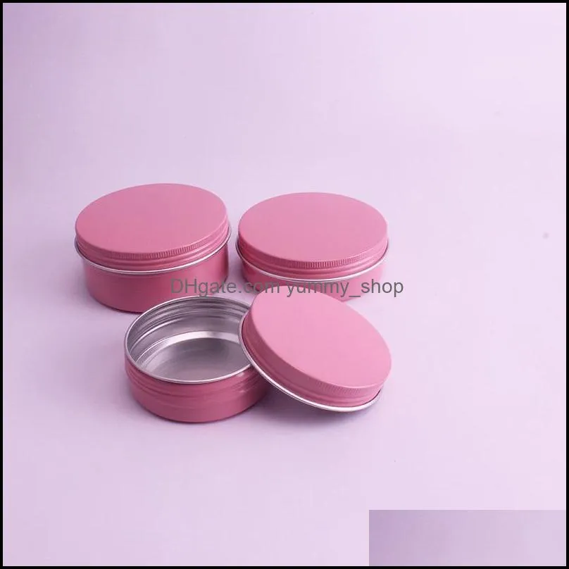 empty pink aluminum lip balm containers cosmetic cream jars tin crafts pot bottle 60ml 100ml 150ml