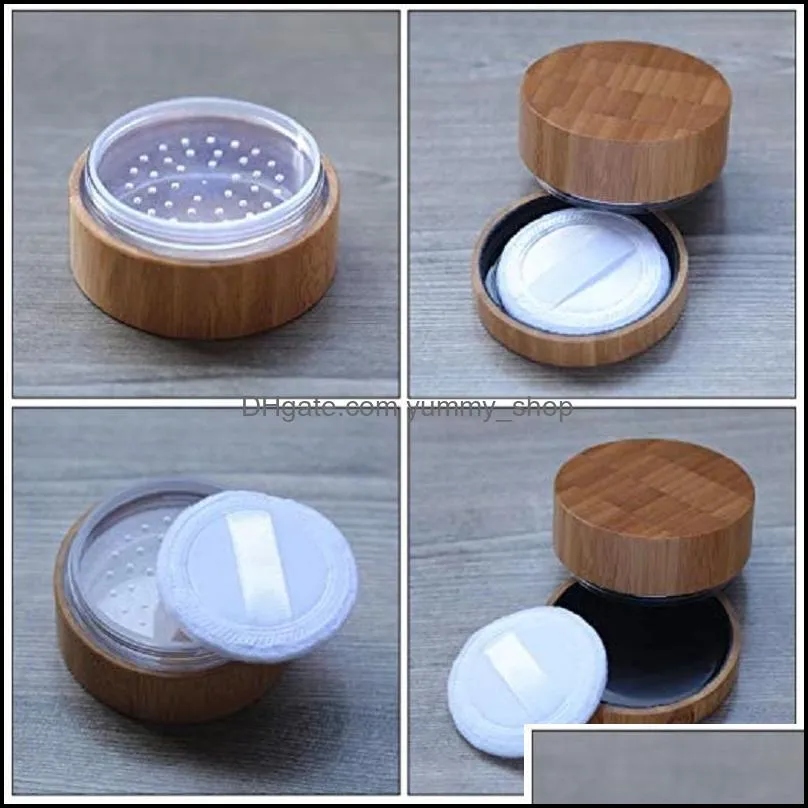 30 ml empty powder case bamboo cosmetic jar makeup loose powder box case container holder with sifter lids and powder puff