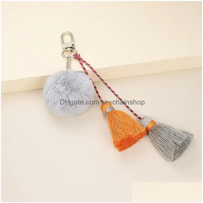 tassel hair ball multicolor combination key chain pendant key chain fashion ladies gift pendant bag decoration accessories