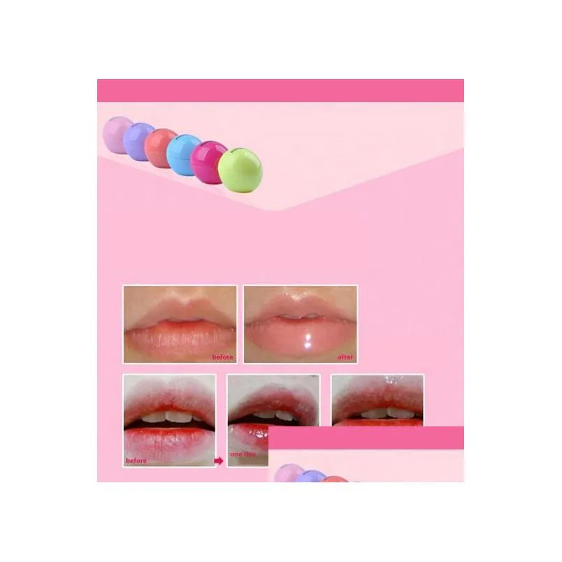 3d lips makeup ball lipstick moisturizing lip balm natural plant sphere 6colors pomade fruit embellish