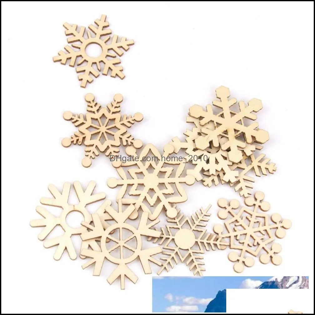 10pcs christmas diy assorted wooden snowflake cutouts craft embellishment gift tag wood ornament for weding