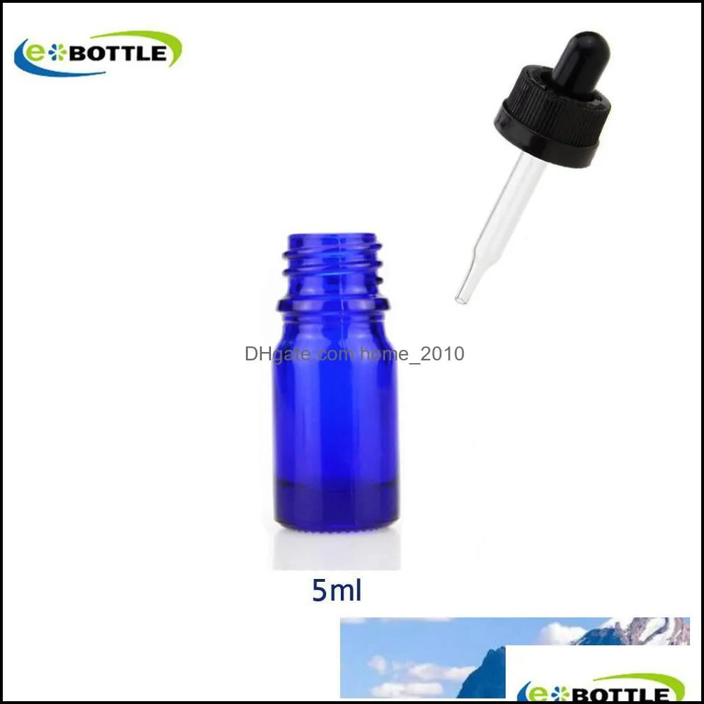 longterm supply 5ml bule glass bottles with childproof cap and tip dropper e liquid bottles dropper glass essential oil bottles
