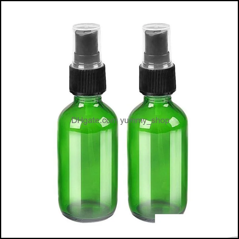 green glass bottle bottles with black fine mist pump sprayer designed for essential oils perfumes cleaning products aromatherapy