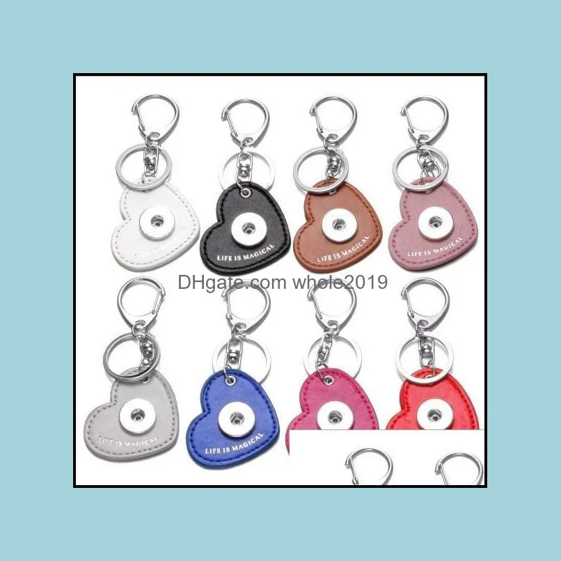 pu leather heart star keyring noosa chunks 18mm snap button key chains keys ring jewelry