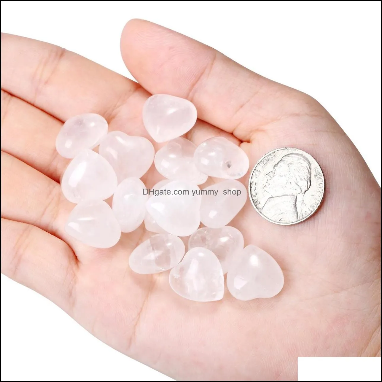 natural white crystal stone ornaments carved 15x10mm heart chakra reiki healing quartz mineral tumbled gemstones hand home decor