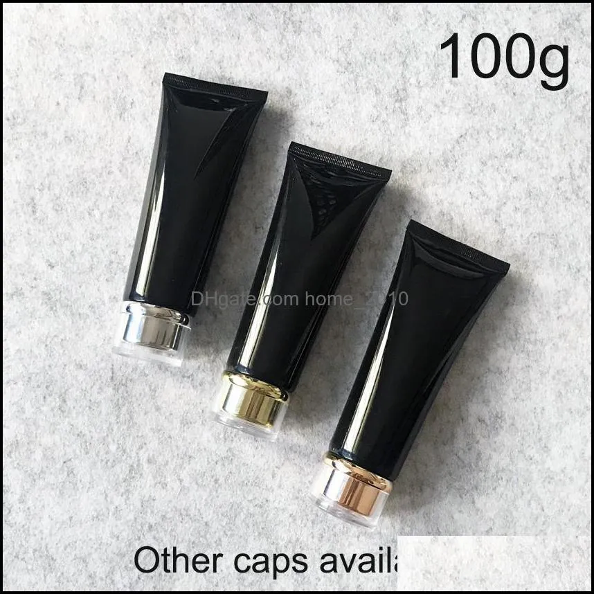  100g black plastic cosmetic cream bottle 100ml facial cleanser lotion tube el supply shampoo packing bottles