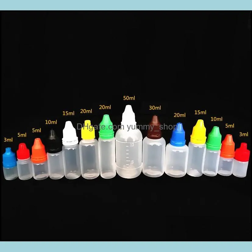 ldpe needle bottles with childproof safety cap and short thick dropper tip 3ml/5ml/10ml/15ml/20ml/30ml/50ml e liquid dropper bottle