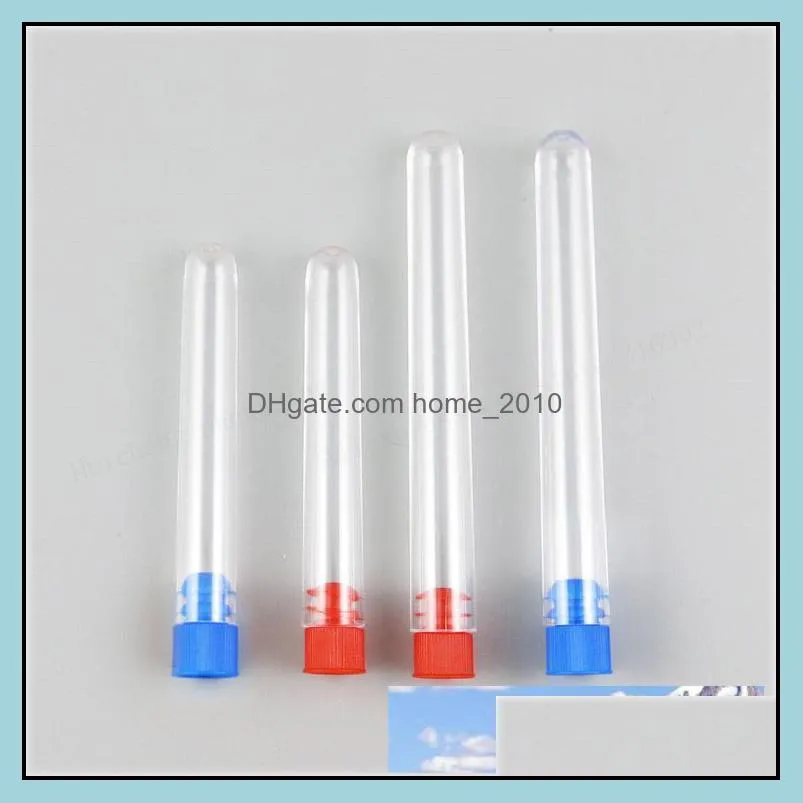 50pcs/lot refillable clear plastic tube plastic bottle test tube shape with plastic stopper diameter 12mm