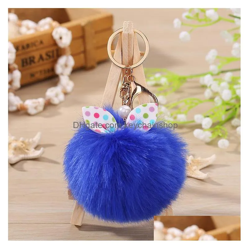 ladies cute fur ball key chain bowknot fur ball bag key chain pendant dmkr358 mix order key rings