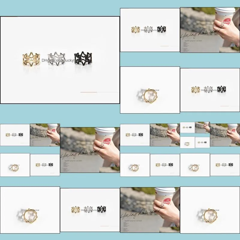 rings for women new korean five starshaped elegant ring valentines day best gift gold silver plated rings
