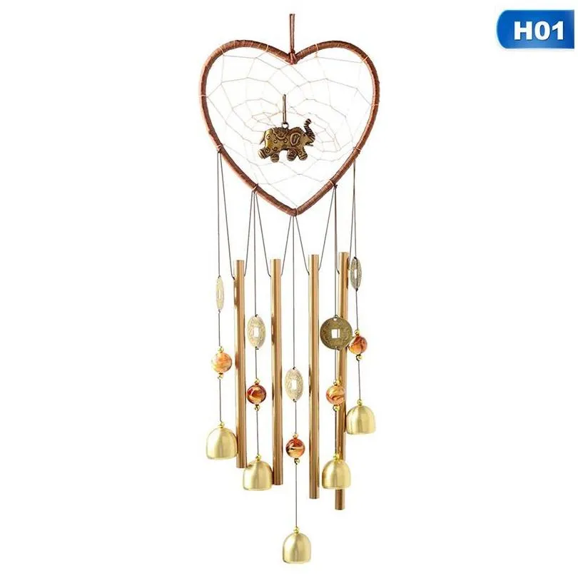 1pc heart elephant dream catcher metal wind chime tube bell pendant home yard garden decoration hanging ornaments handicraft