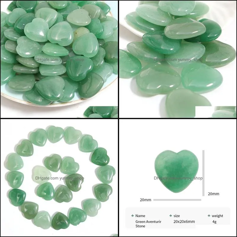 natural heart stone green aventurine chakra healing gemstones for jewelry making charms accessories fashion beads decorations