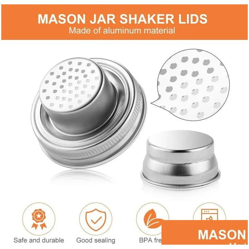 stainless steel mason jar shaker lids caps for cocktail flour mix spices sugar salt peppers kitchen tools f0419