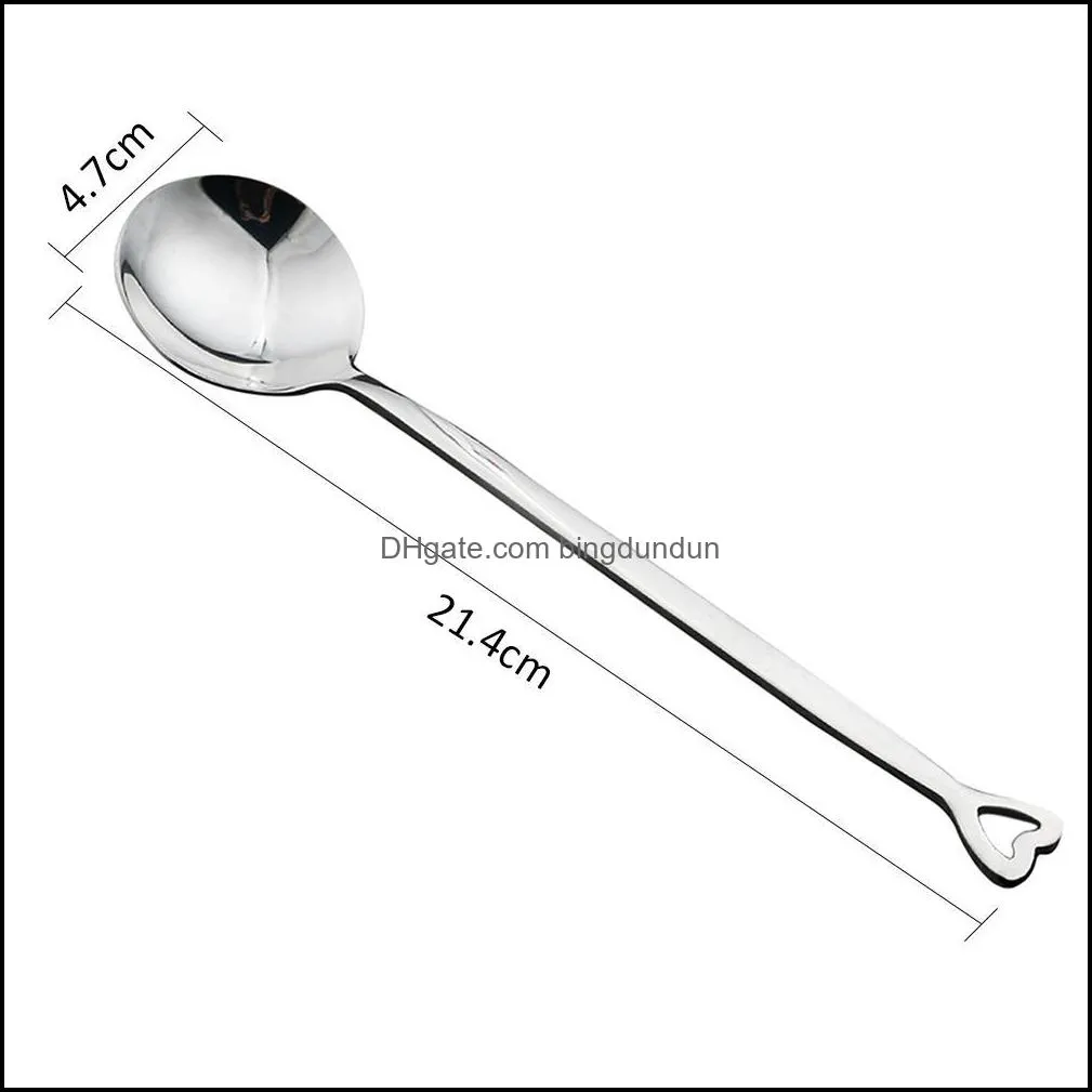 stainless steel coffee spoon korean style heart shaped handle round spoon multifunction ice cream dessert tea spoon