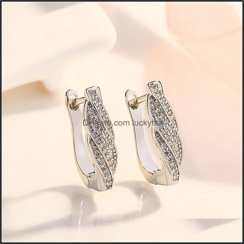 sealed zircon twisted hoop earrings womens trend opening simple luxury earrings twisted diamond earrings fashion and exquisite