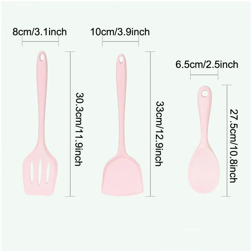 silicone spoon spatula cooking soup spoons fried vegetable pot shovel kitchen fry colander scoop multi nonstick pan tableware bh6698