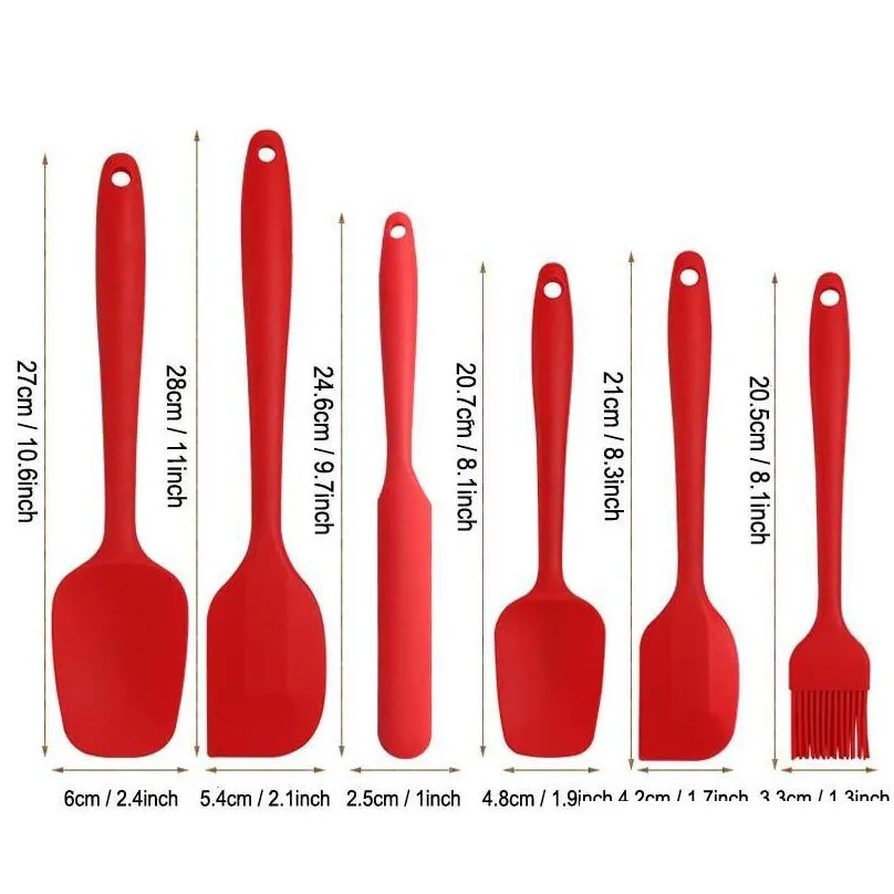 6 piece/set nonstick rubber spatula set silicone pastry spatula set heatresistant spatula kitchen utensils set baking tools tqq