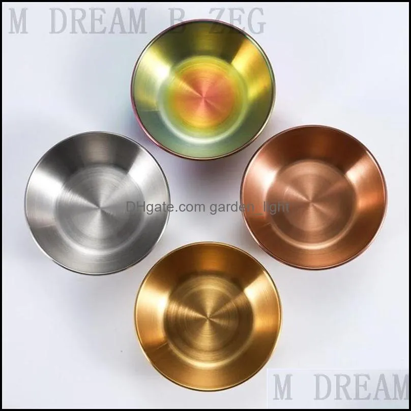 stainless steel sauce dish small seasoning bowl side plates butter sushi plate vinegar soy dishes kitchen saucer