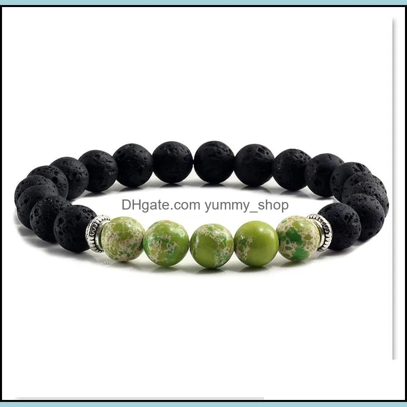 8mm turquoise tigers eye black lava stone bracelets aromatherapy  oil diffuser bracelet chakra balance yoga jewelry