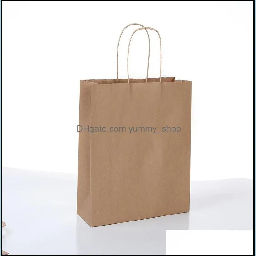 100 pcs kraft paper retail shopping merchandise party gift bags 8x4x11 with rope handles