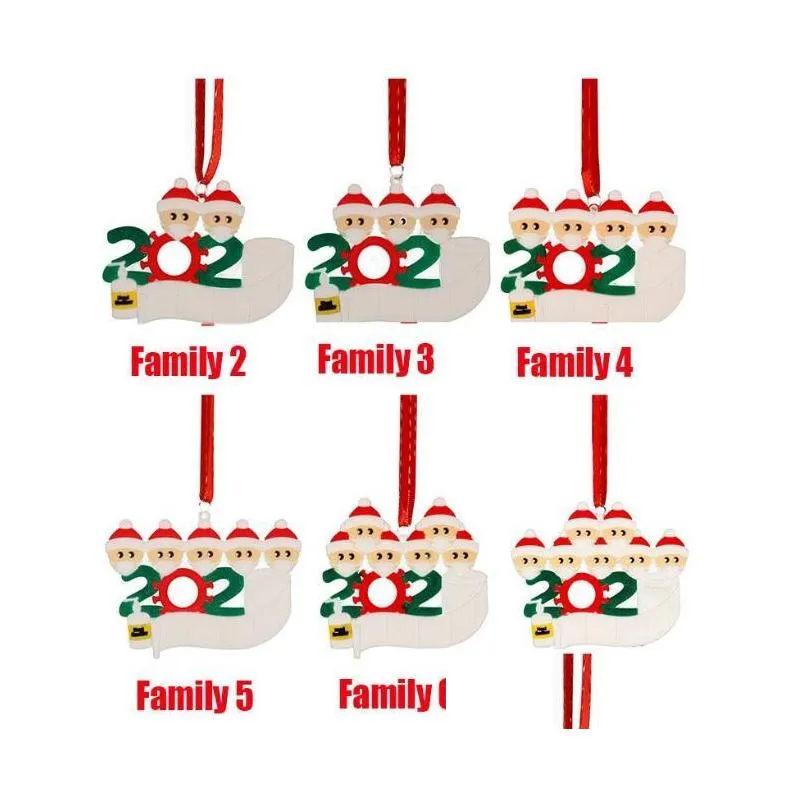 2020 new christmas personalized ornaments survivor quarantine family 3 4 mask snowman hand sanitized xmas decorating creative pendant