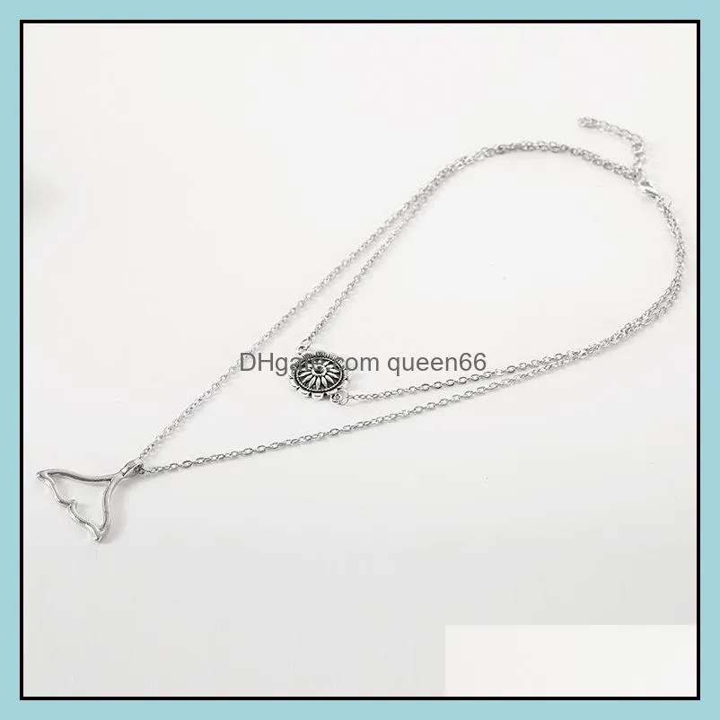 designed for crossborder jewelry loose stone moon three new multilayer necklace retro sweater chain inlaid diamond