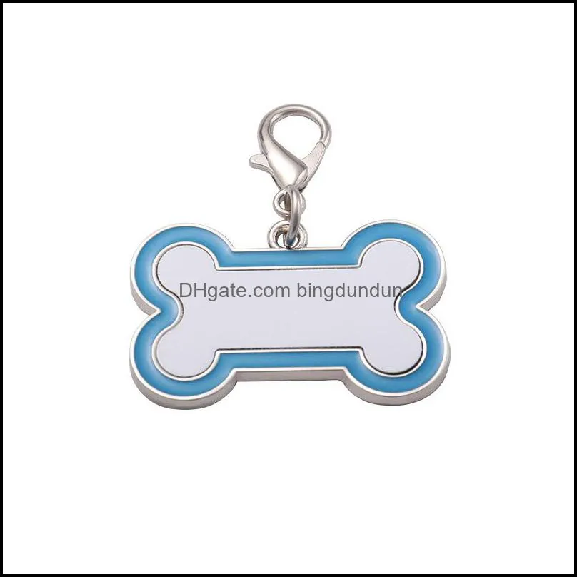 blank sublimation stainless steel dog tag keyring necklace pendant heat thermal transfer printing diy pet id card smooth metal pendants