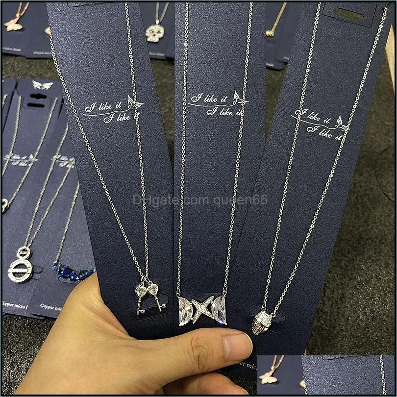 mix styles summer real goldplated microinlaid zircon fashion pendant necklace simple clavicle chains