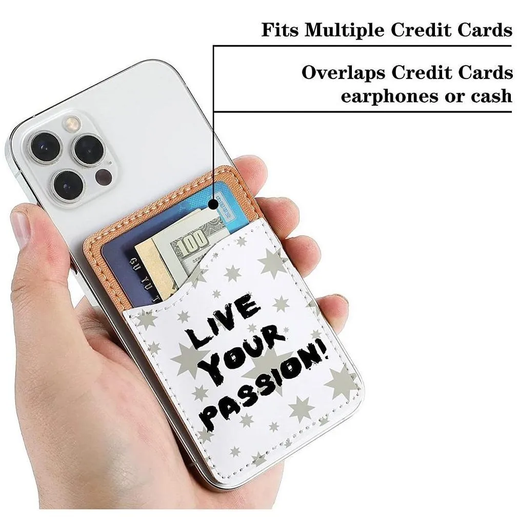 sublimation blank phone card holder favor pu leather mobile wallet adhesive cell phones credit cards sleeves stick on pocket wallets blanks for diy