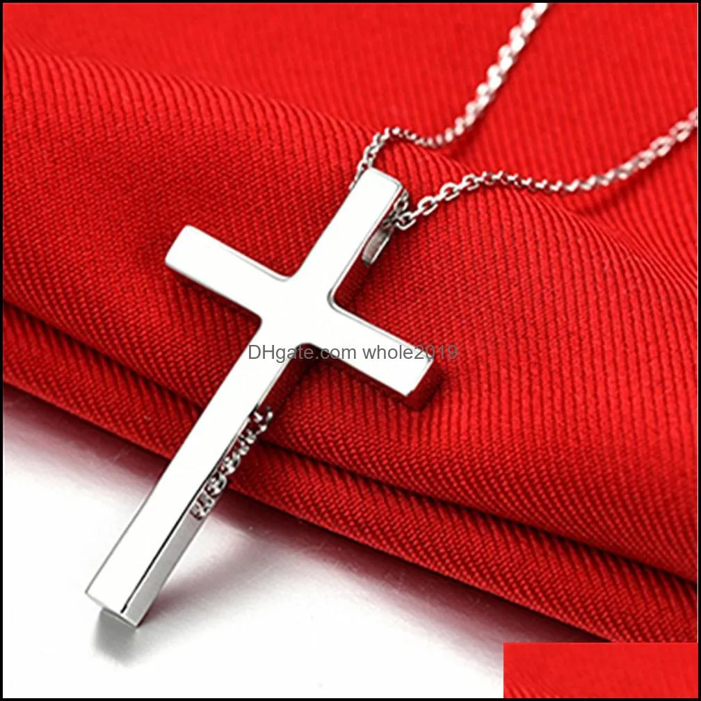 glossy cross pendant necklace simple fashion creative exquisite gift pendant hip hop chain necklace cool jewelry gift couple necklaces