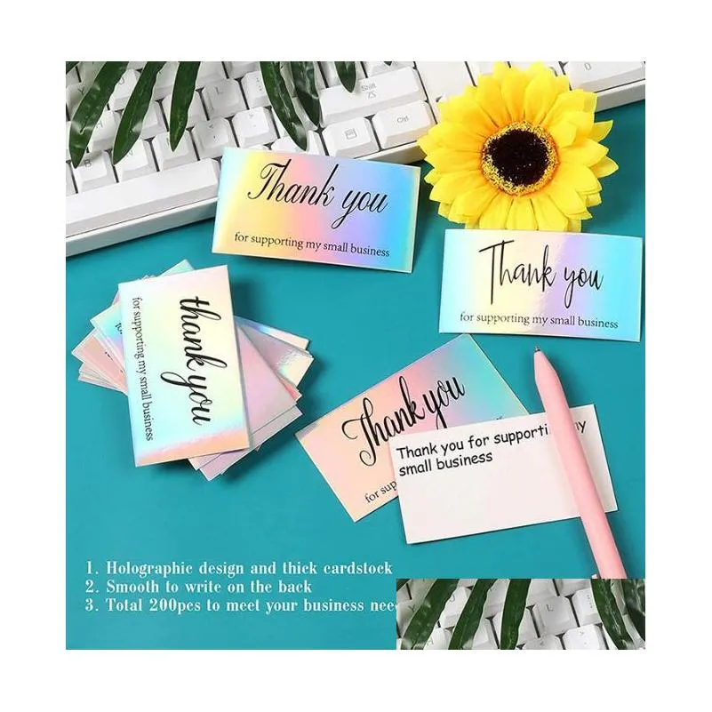 2021 quality adhesive stickers greeting cards 50pcs pink thank you for supporting my small business card thanks appreciation cardstock sellers gift