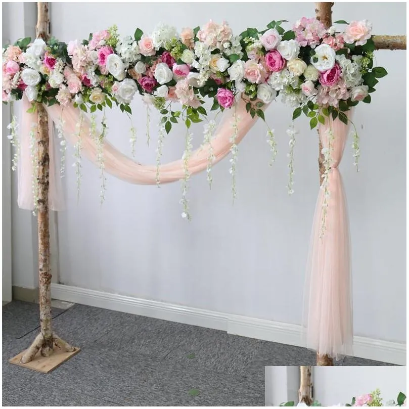 decorative flowers wreaths custom pink wedding floral arrangement arch artificial corner flower vine window shopping mall party home