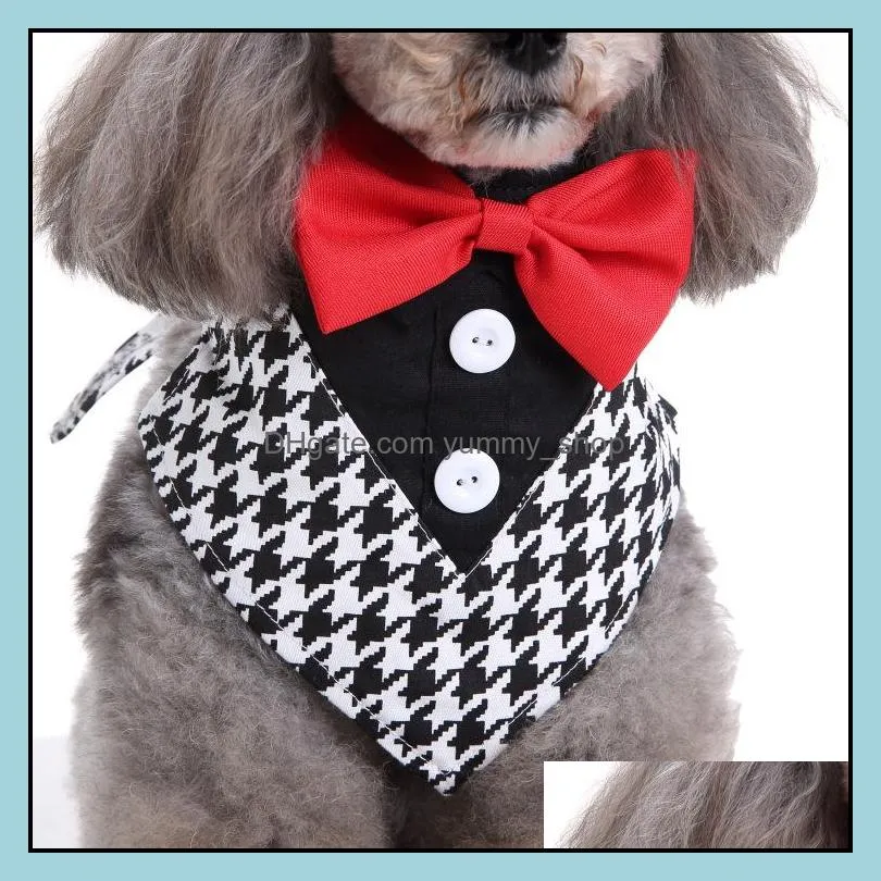 pet dog cat puppy bandana bibs triangle head scarfs accessories assorted color with bow ties 20pcs