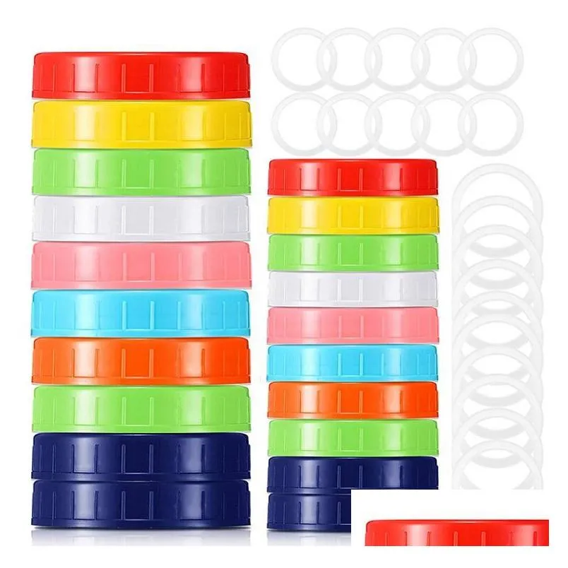 red pink green colored plastic mason jar lids for ball regular mouth wide mouth bpa food grade plastic storage caps for