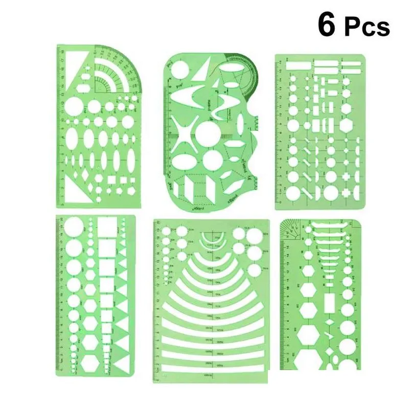 nail brushes 6pc transparent geometric drawing ruler design template set plastic stencils measuring templates for office and stac22