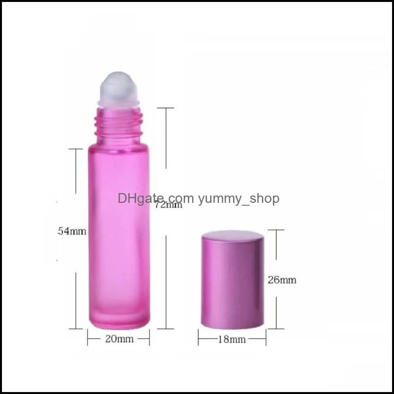 10ml glass essential oil roller bottles rainbow series frosted glass perfume roll on bottle travel size bottle