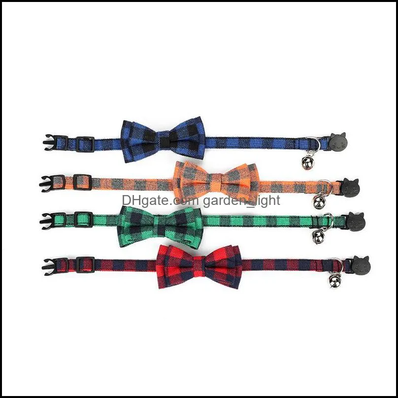 pet adjustable plaid grid cat collars cotton striped bowknot necklace bow tie cat party bandana collar pet supplies