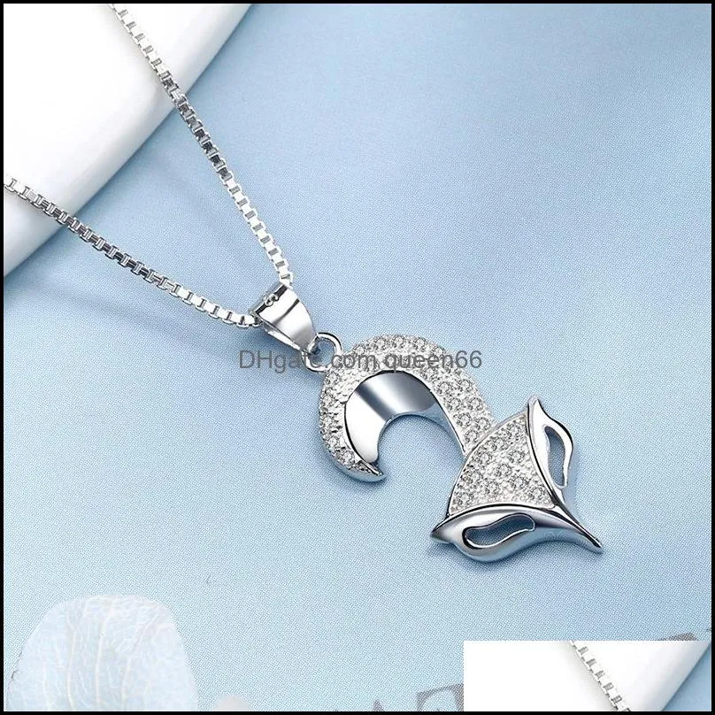 silver diamond fox necklace for women girls fashion jewelry short collarbone chains necklaces