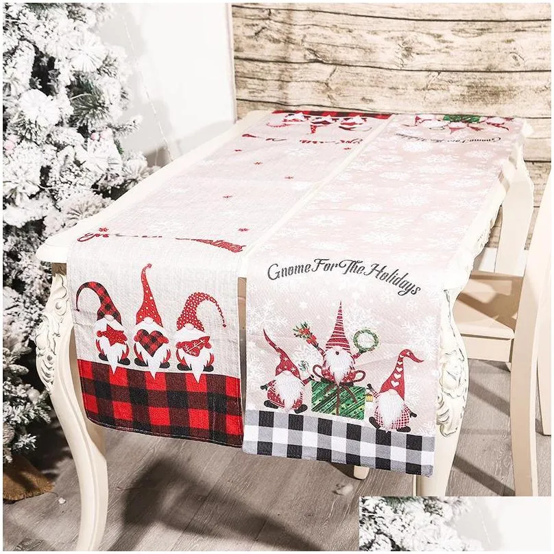 christmas decorations gift linen elk snowman table runner merry decor for home 2022 xmas ornaments years 2021 navidad