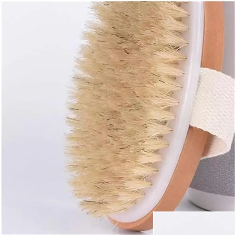 dhs bath brush dry skin body soft natural bristle spa the brush wooden bath shower bristle brush spa body brushs without handle f0415