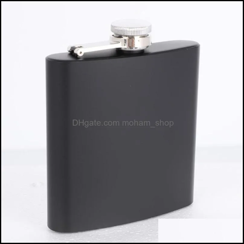 6oz portable pocket stainless steel hip flask flagon matte black whiskey wine pot drinker alcohol bottle travel tour drinkware jy1165