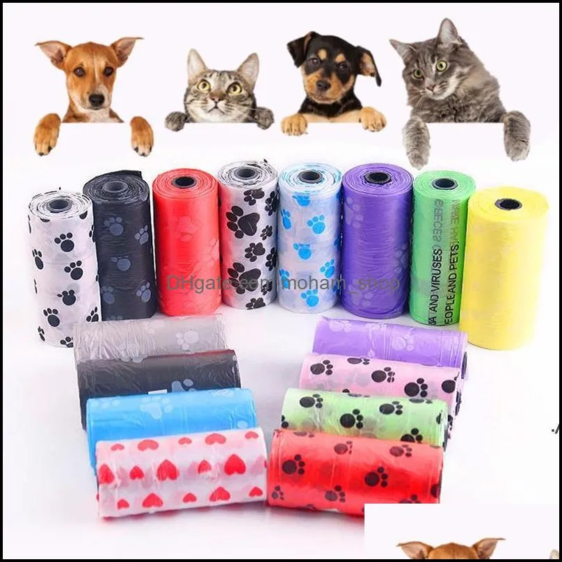 degradable dog poop bag for puppy outdoor tools toilet pet cat garbage bag dogs trash litter cleaning shit bags 15pcs/roll rra12621