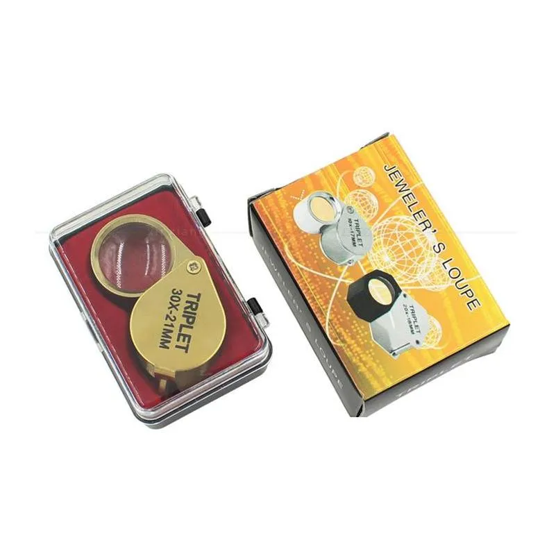 portable 30x power 21mm jewelers magnifier gold eye loupe jewelry store lowest price magnifying glass with exquisite box