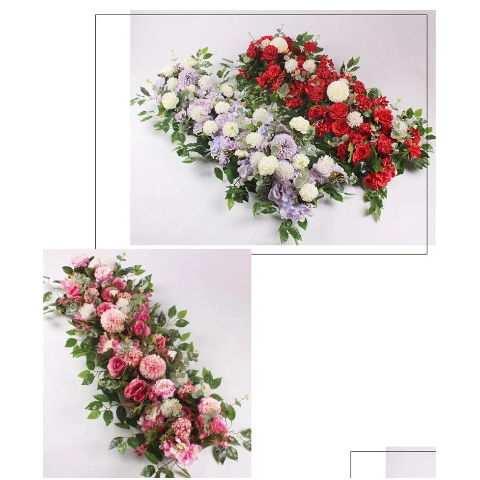 decorative flowers wreaths 50/100cm artificial flower custom wedding wall arrangement supplies silk peony row decor for t station iron