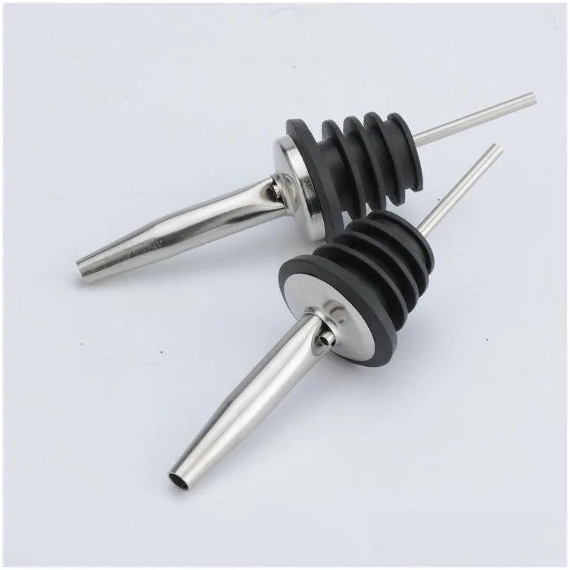 wholesale stainless steel pouring device wine olive oil pourer dispenser spout glass bottle pourer black wine stopper mouth dh2563 dbc