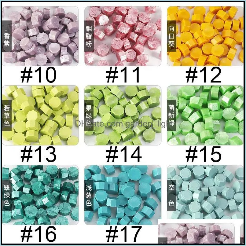 100pcs/bag colorful sealing wax octagon wax beads monochrome wax pea wedding party invitation decoration diy craft stampwax