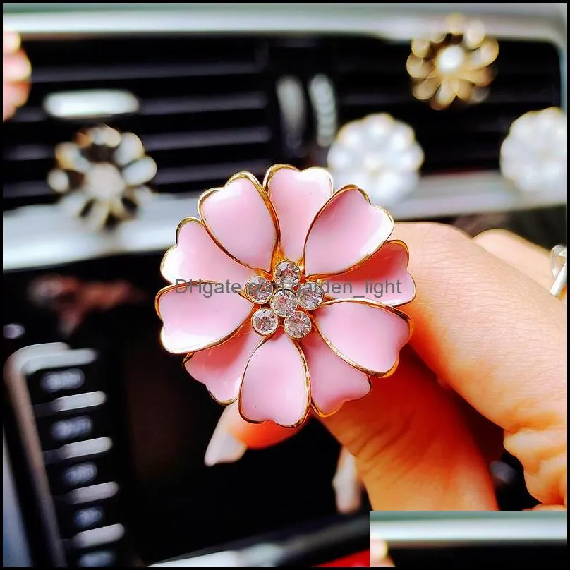 car perfume clip home  oil diffuser outlet locket rhinestone daisy flower auto air freshener conditioning vent clips aromatherapy cute interior